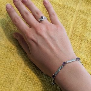 Purple amethyst ring and bracelet